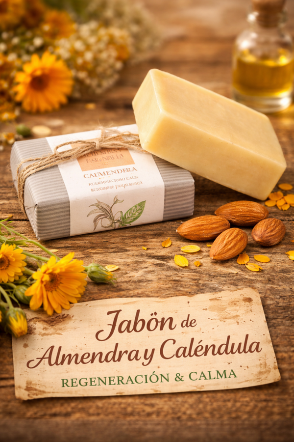 Jabón de Almendra y Caléndula – Regeneración y Calma Natural