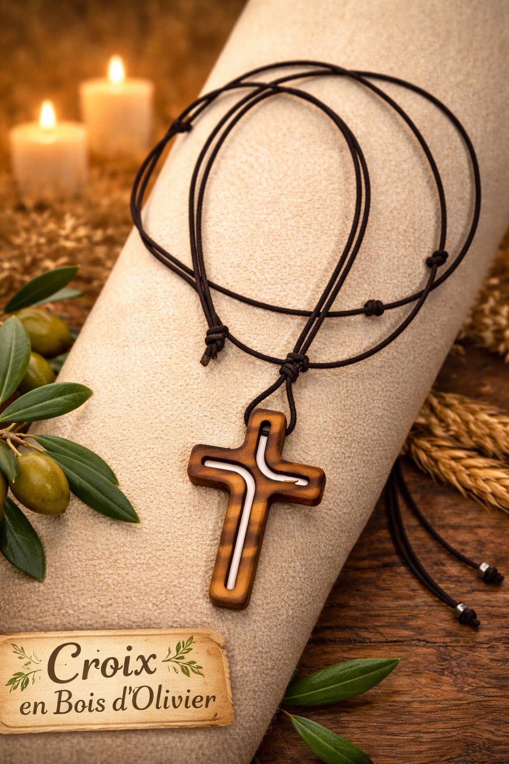 Cruz de Madera con Cordón – Simbolismo y Devoción Natural