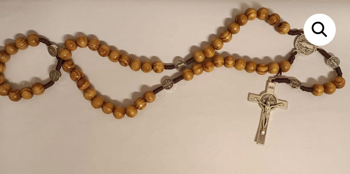 Rosario de San Benito – Cuentas de Madera de Olivo