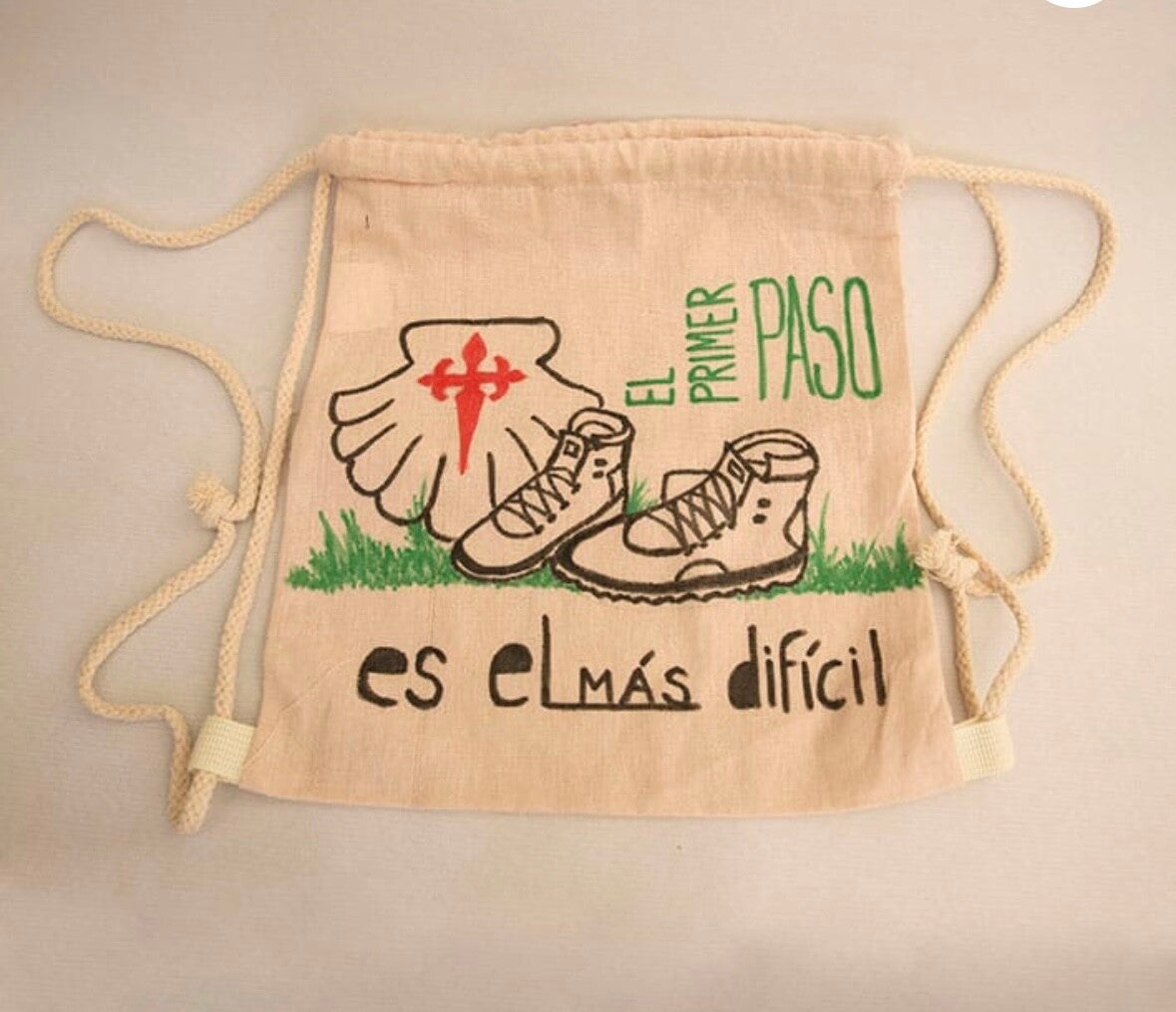 Bolsa de Peregrino Artesanal – Diseño Pintado a Mano – Algodón Natural