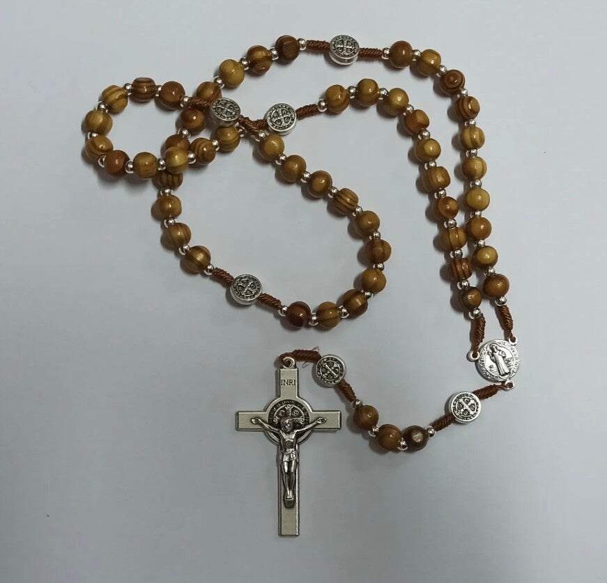 Rosario de San Benito – Cuentas de Madera Natural