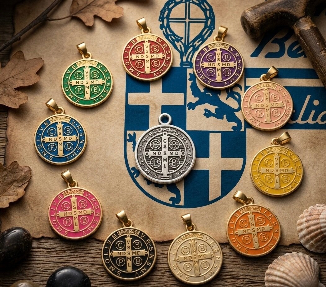 Medalla de San Benito en Colores – Protección Personalizada