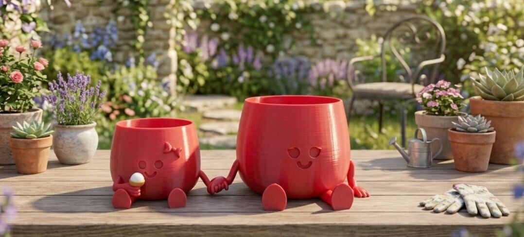 happy bloempot moeder en dochter