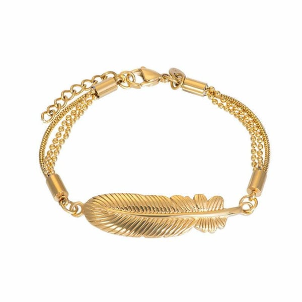 Armband Feather 17-20 cm Goud IXXXI Boho collectie