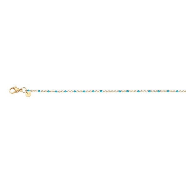 Collier Slim ball Turquoise 50+5cm Goud IXXXI Boho collectie