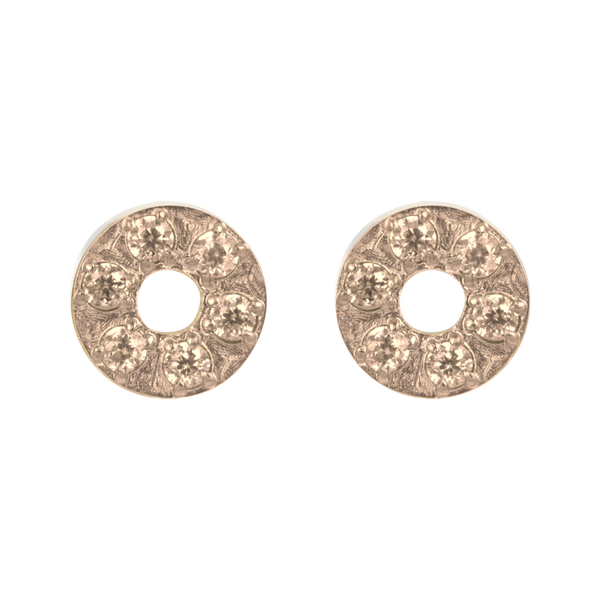 Ear studs Circle stone 6mm Rose/Gold