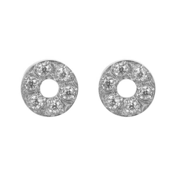 Ear studs Circle stone 6mm Zilver