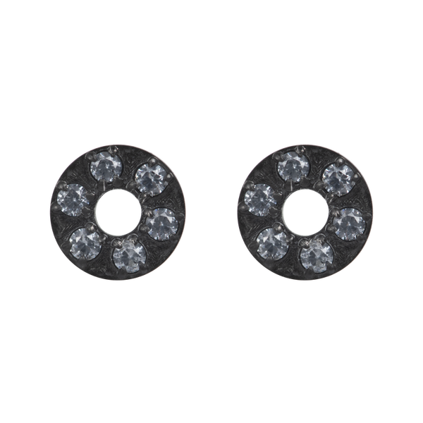 Ear studs Circle stone 6mm Zwart
