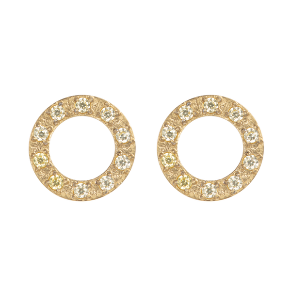 Ear stud Circle stone 10mm Goud