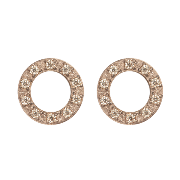 Ear studs Circle stone 10mm Rose/Gold