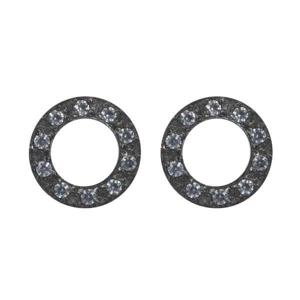 Ear studs Circle stone 10mm Zwart