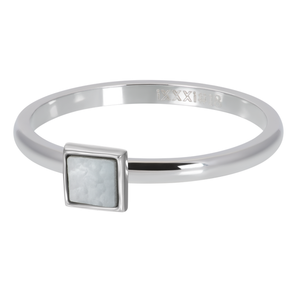 White Shell stone square Silver