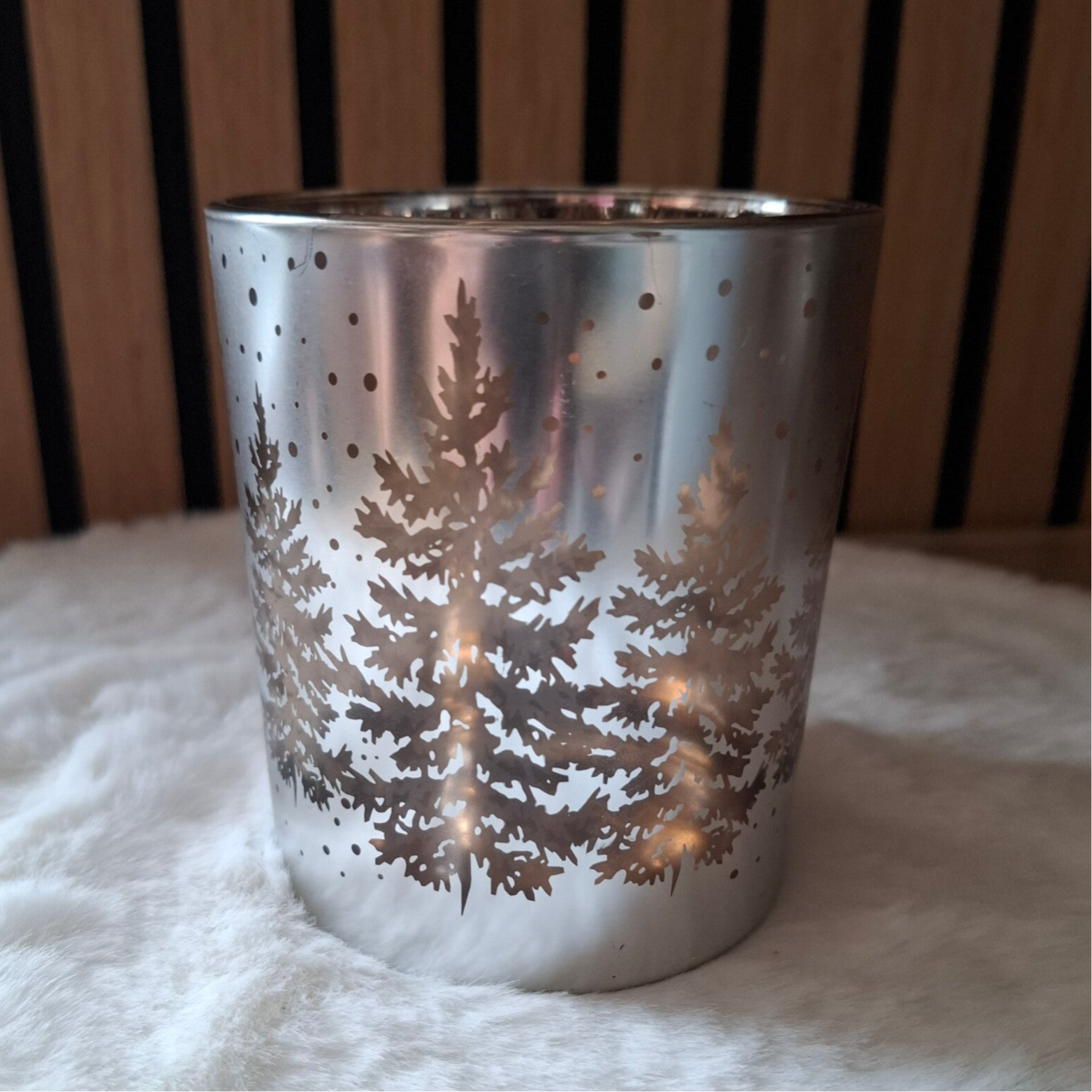 J-Line kaarshouder boom zilver glas large