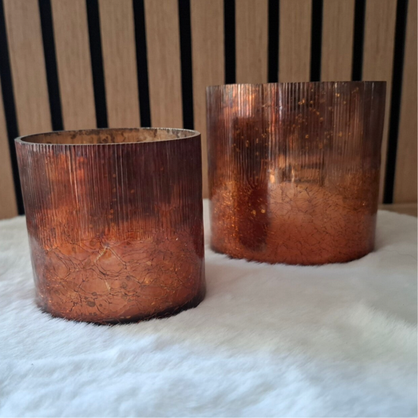 Windlight Glass – Bruin & Goud ✨🕯️