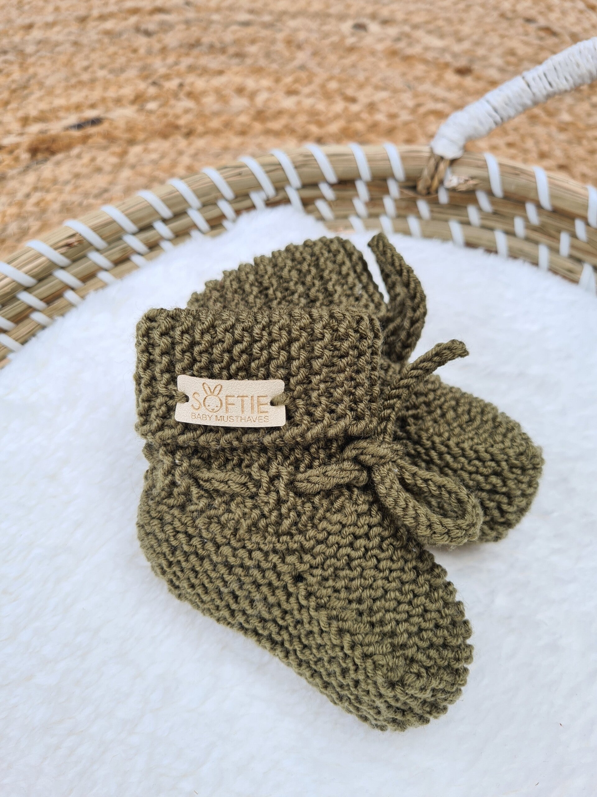 Merino wollen slofjes - olijf