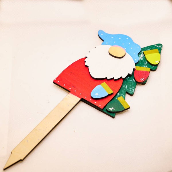 Wooden Gnome Plant Stake