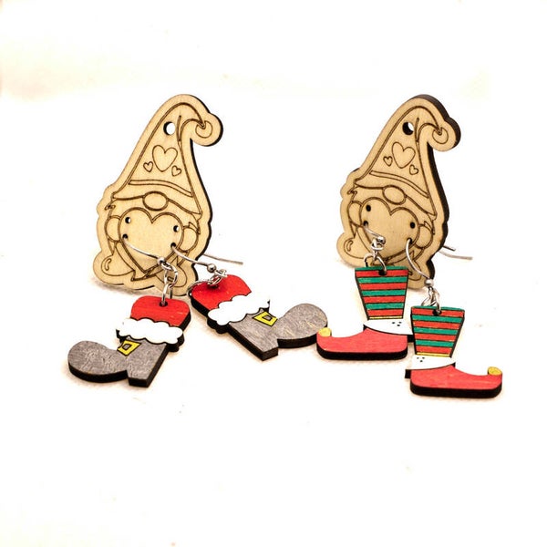 Wood Festive Footwear Earrings