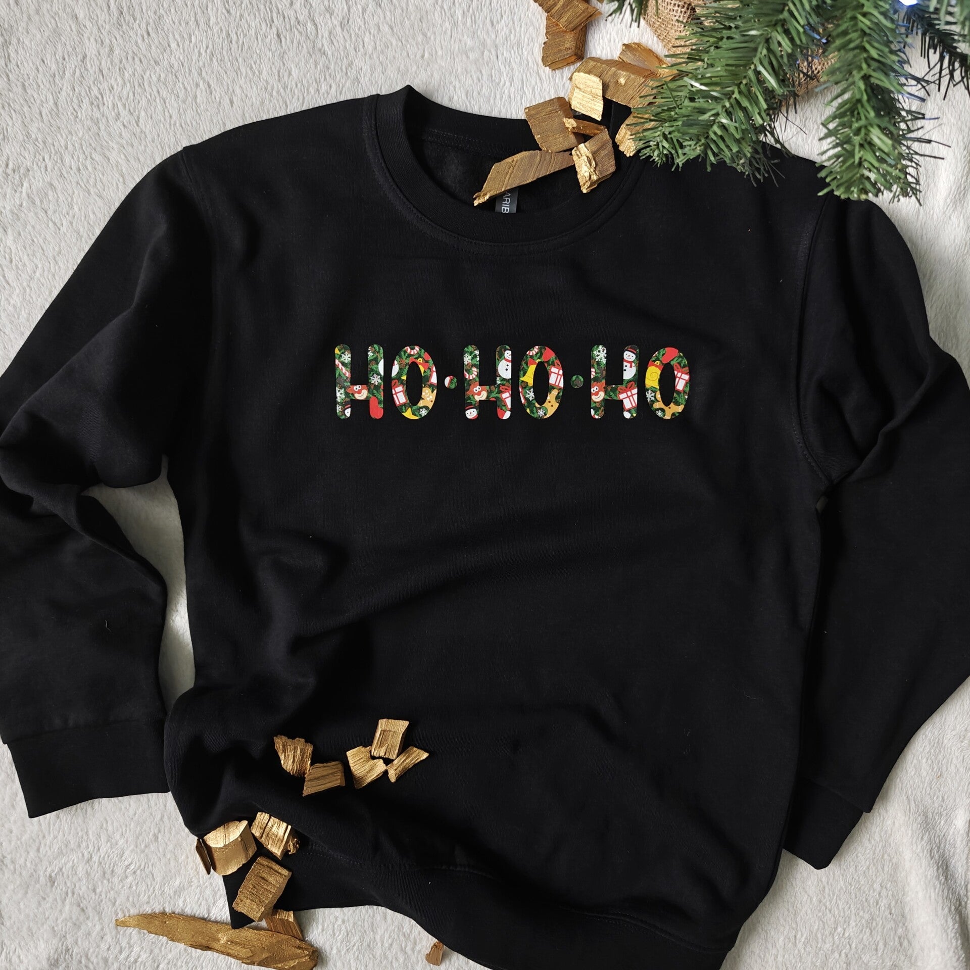 zwarte kerstsweater HOHOHO - kind