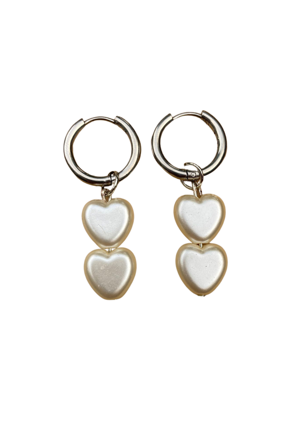 Faux heart pearl earrings