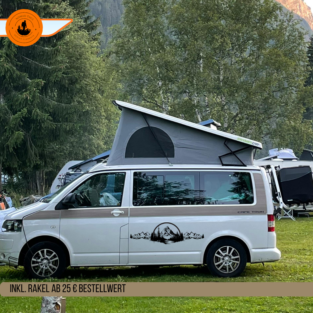 Berglandschaft Camper Aufkleber – Mountain Vinyl Sticker für Wohnmobil, Van & Vanlife
