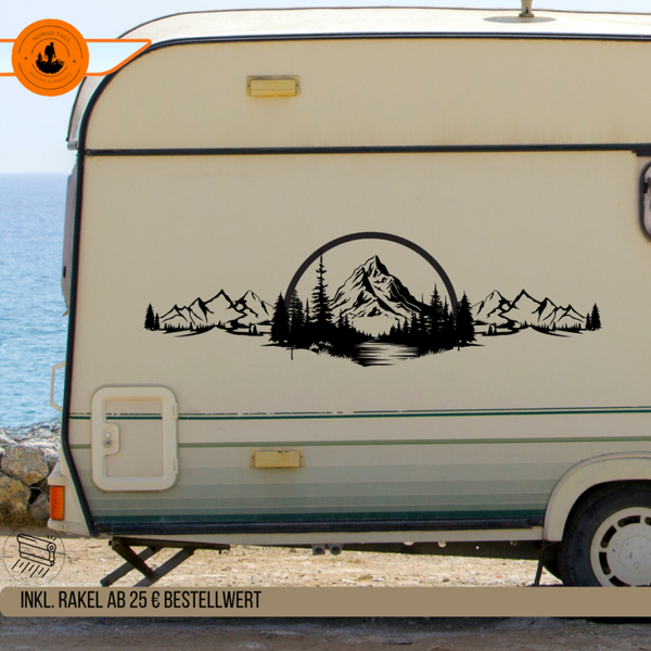 Berglandschaft Camper Aufkleber – Mountain Vinyl Sticker für Wohnmobil, Van & Vanlife