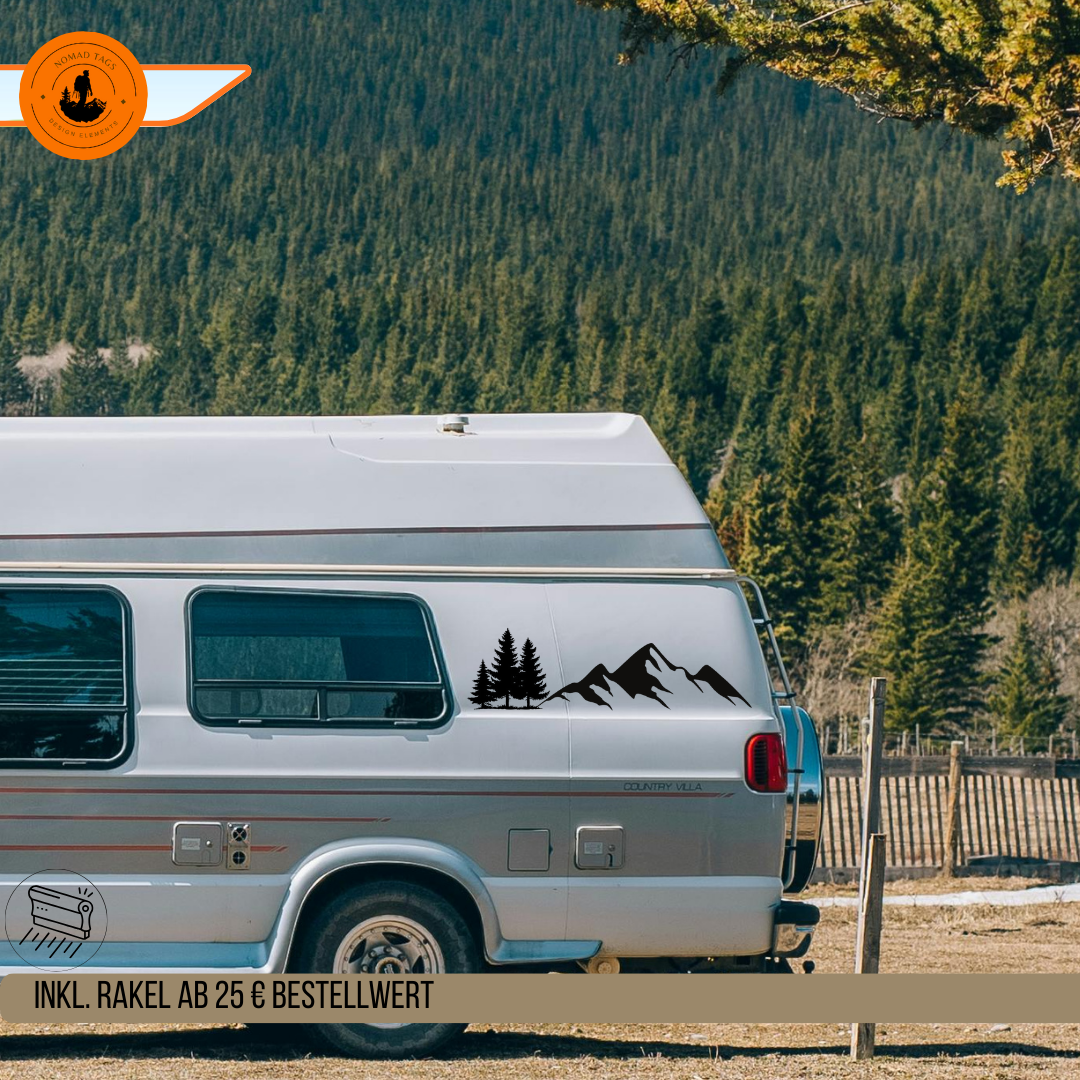 Berg Aufkleber für Camper & Van – Mountain Vinyl Sticker für Wohnmobil, Campervan & Vanlife