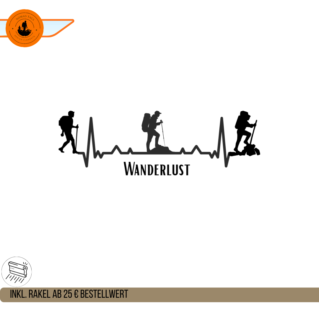 Heartbeat Wanderer Camper Aufkleber – Hiking & Outdoor Vinyl Sticker für Wohnmobil, Van & Wohnwagen