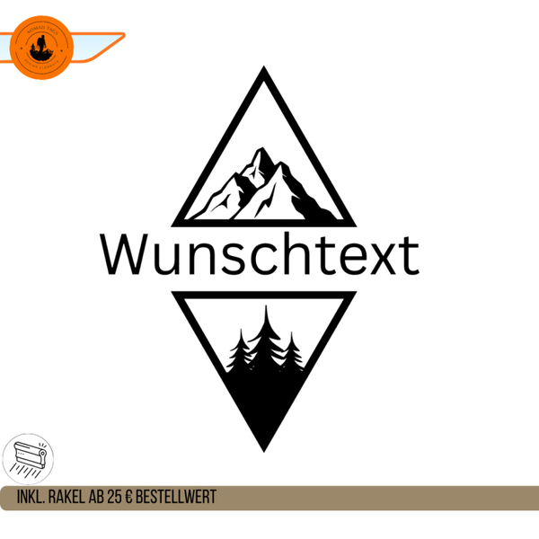 Personalisierter Berg Aufkleber mit Wunschtext – Custom Vinyl Sticker für Camper, Van & Wohnmobil