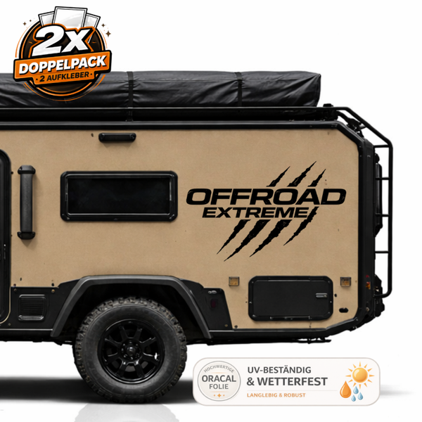 OFFROAD EXTREME 4x4 Aufkleber – Premium Camper Sticker aus ORACAL® Folie – Wetterfester Offroad Decal für Wohnwagen, Camper & Overlanding