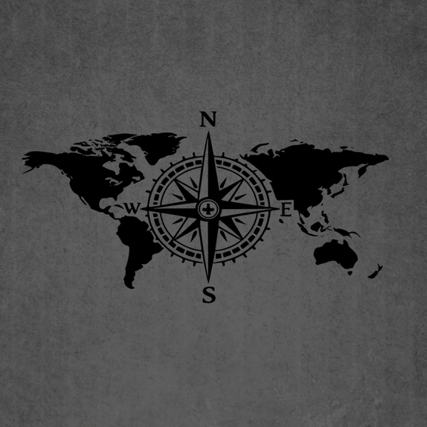 Kompass Aufkleber Weltkarte mit Windrose – Wohnmobil Sticker aus ORACAL Markenfolie