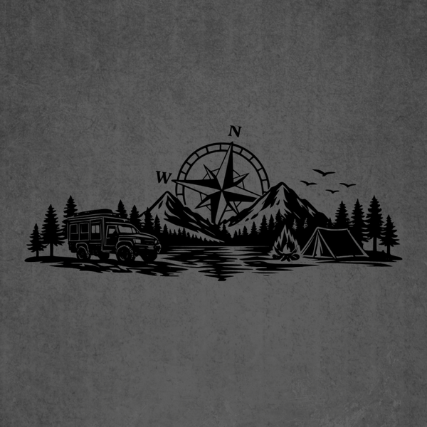Overlanding Sticker – Offroad Camper Berge See Windrose – Fahrzeug AufkleberSticker aus ORACAL Markenfolie