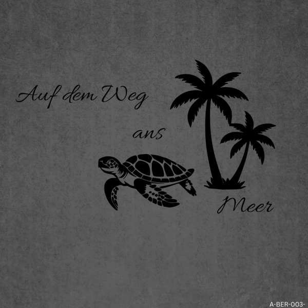 Vanlife Camper Aufkleber „Auf dem Weg ans Meer“ – Schildkröte & Palmen Wohnmobil Sticker aus Oracal Markenvinyl