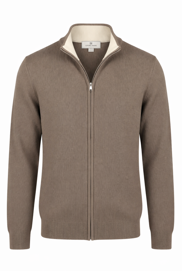 KNITWEAR SIGNATURE VEST BRUIN-BEIGE