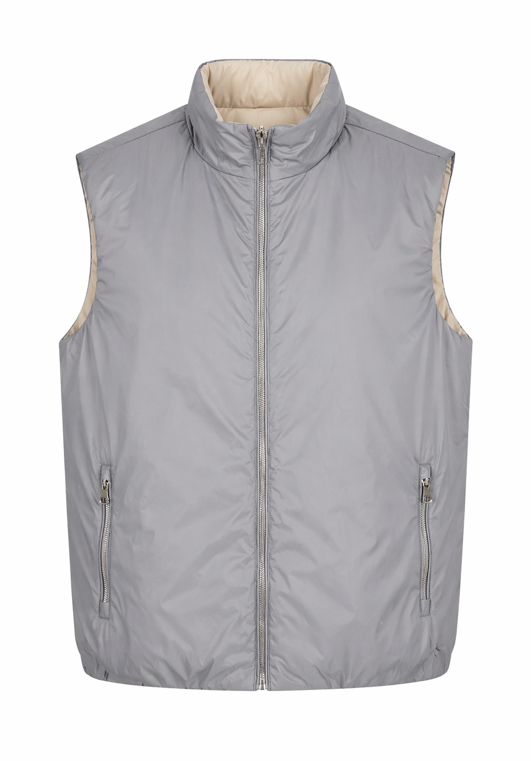 TWEEZIJDIG RESORT BODYWARMER LICHT GRIJS