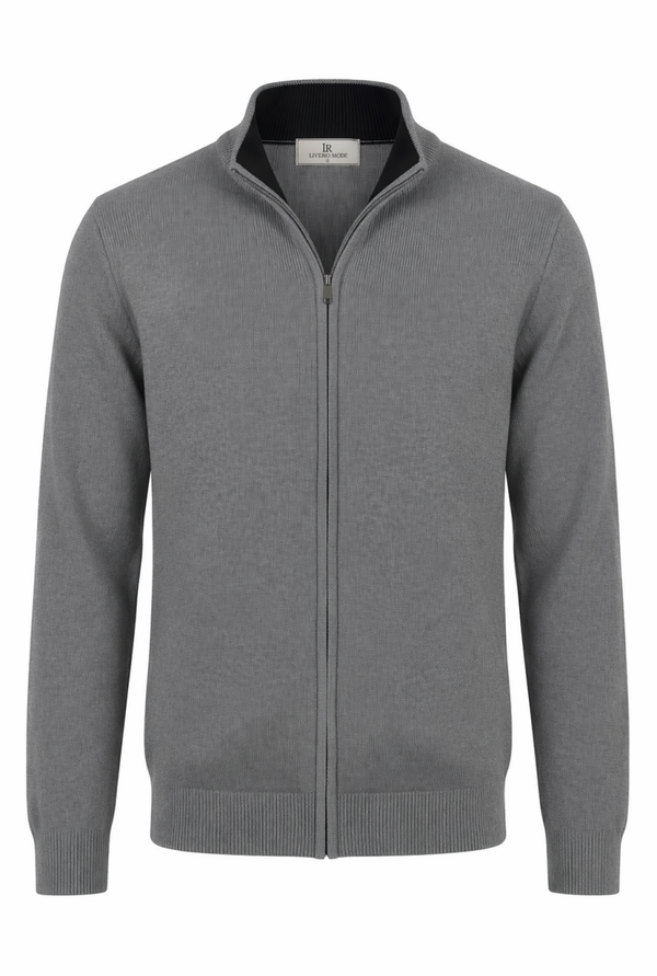 KNITWEAR SIGNATURE VEST GRIJS-ZWART