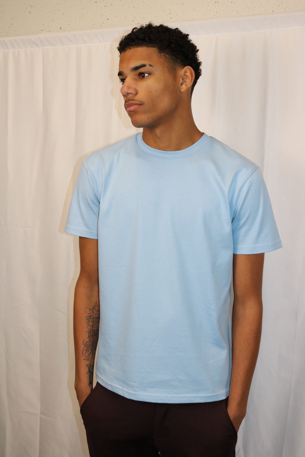 Glans T-shirt Lichtblauw