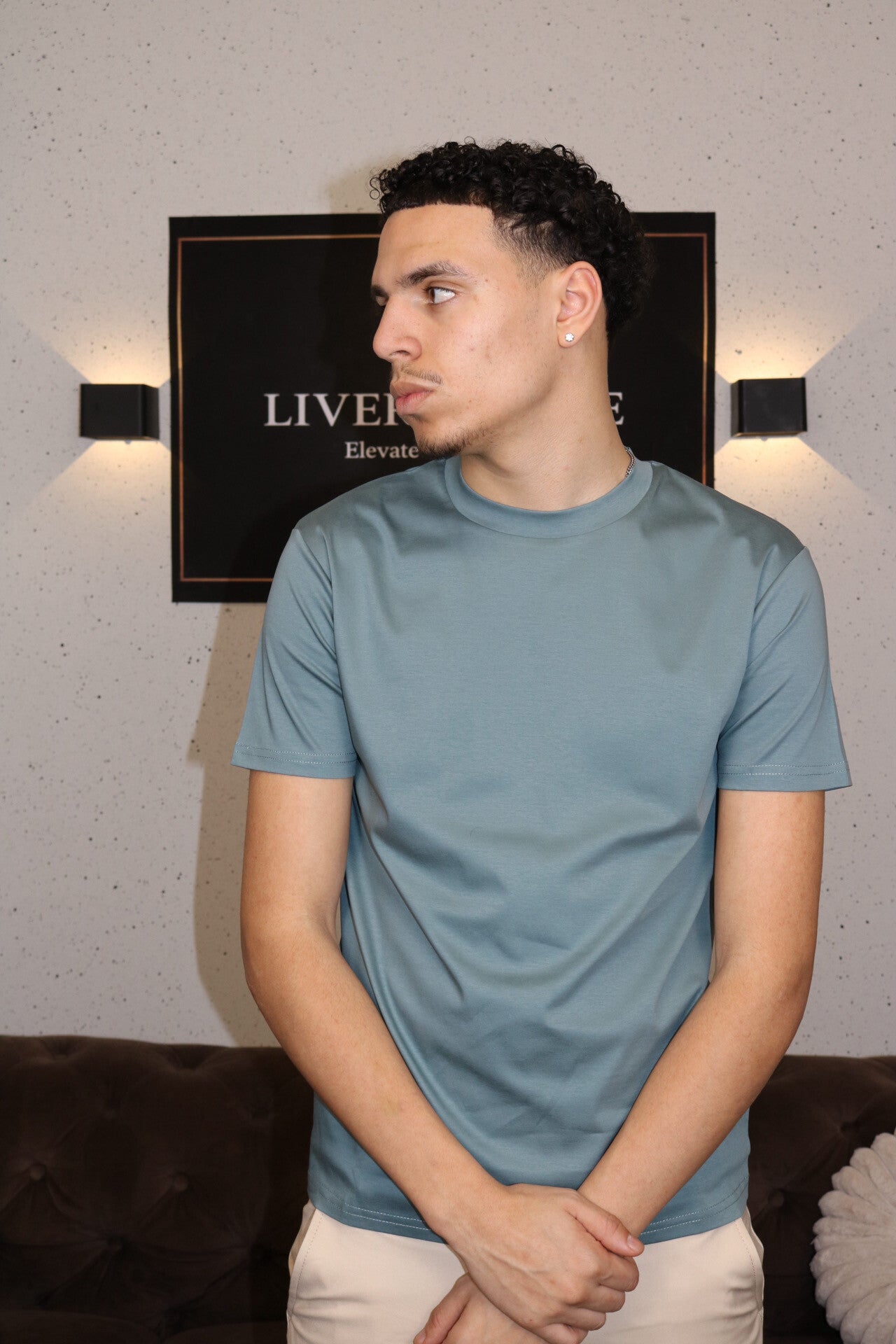 Glans T-shirt Blauwgroen