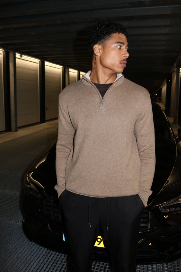 Quarter Zip Beige