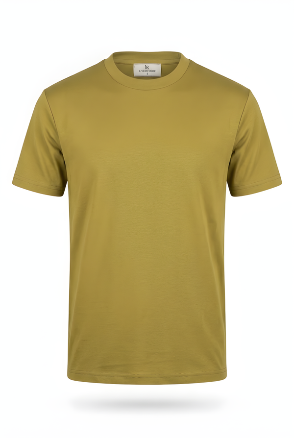Glans T-shirt Olive Groen