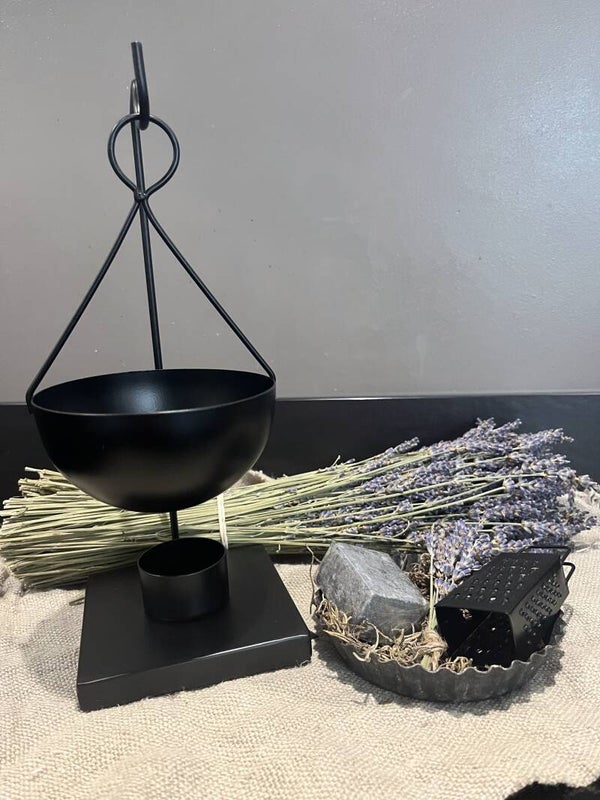 Geurbrander voor Amberblokje Zwart Metaal