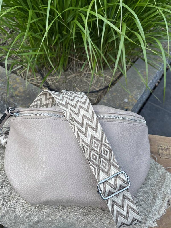 Cross Body Heuptas Taupe Met Tassenriem/Bagstrap Verstelbaar