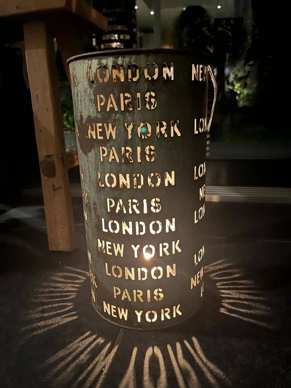 Lantaarn Ijzer Roestbruin met Tekst