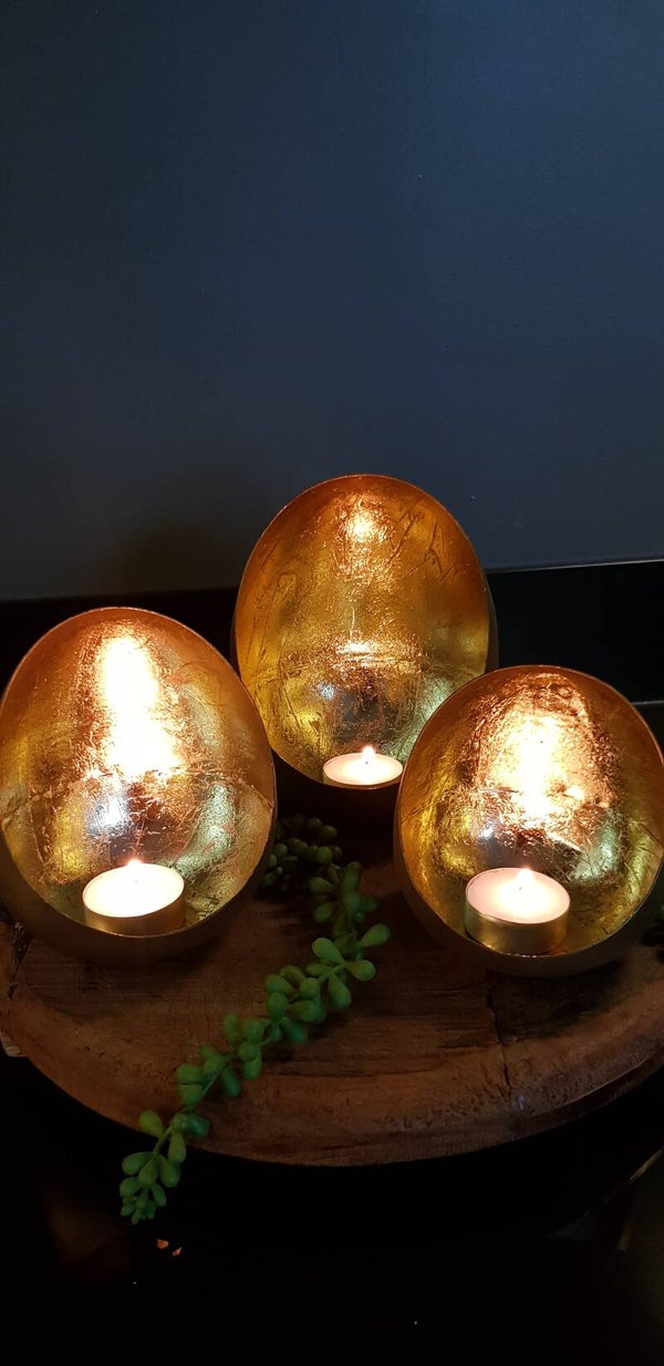 Marrakesh Drop Gold/Champagne 3 delig (Egg Candle)
