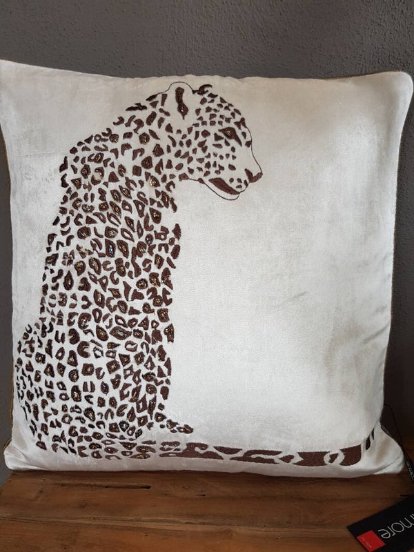 Kussen leopard brown/ivory Diga Colmore