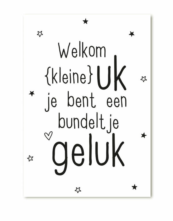Zoedt cadeaukaart "welkom kleine uk"