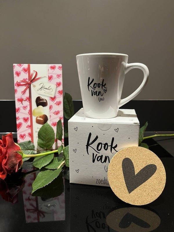 Zoedt mok 'kook van jou'  in geschenkverpakking