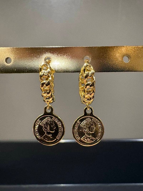 Oorring Chain ' goud' Met Munt