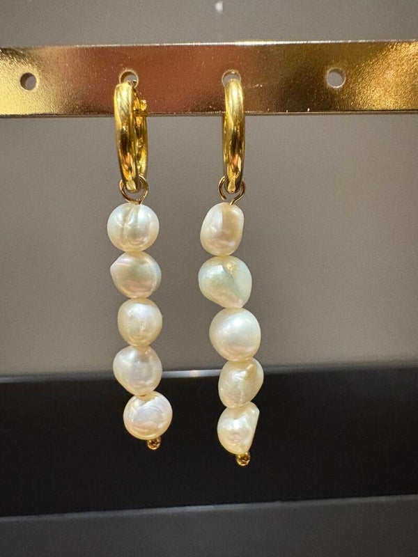 Oorring 'goud' Met Parelmoer Steentjes