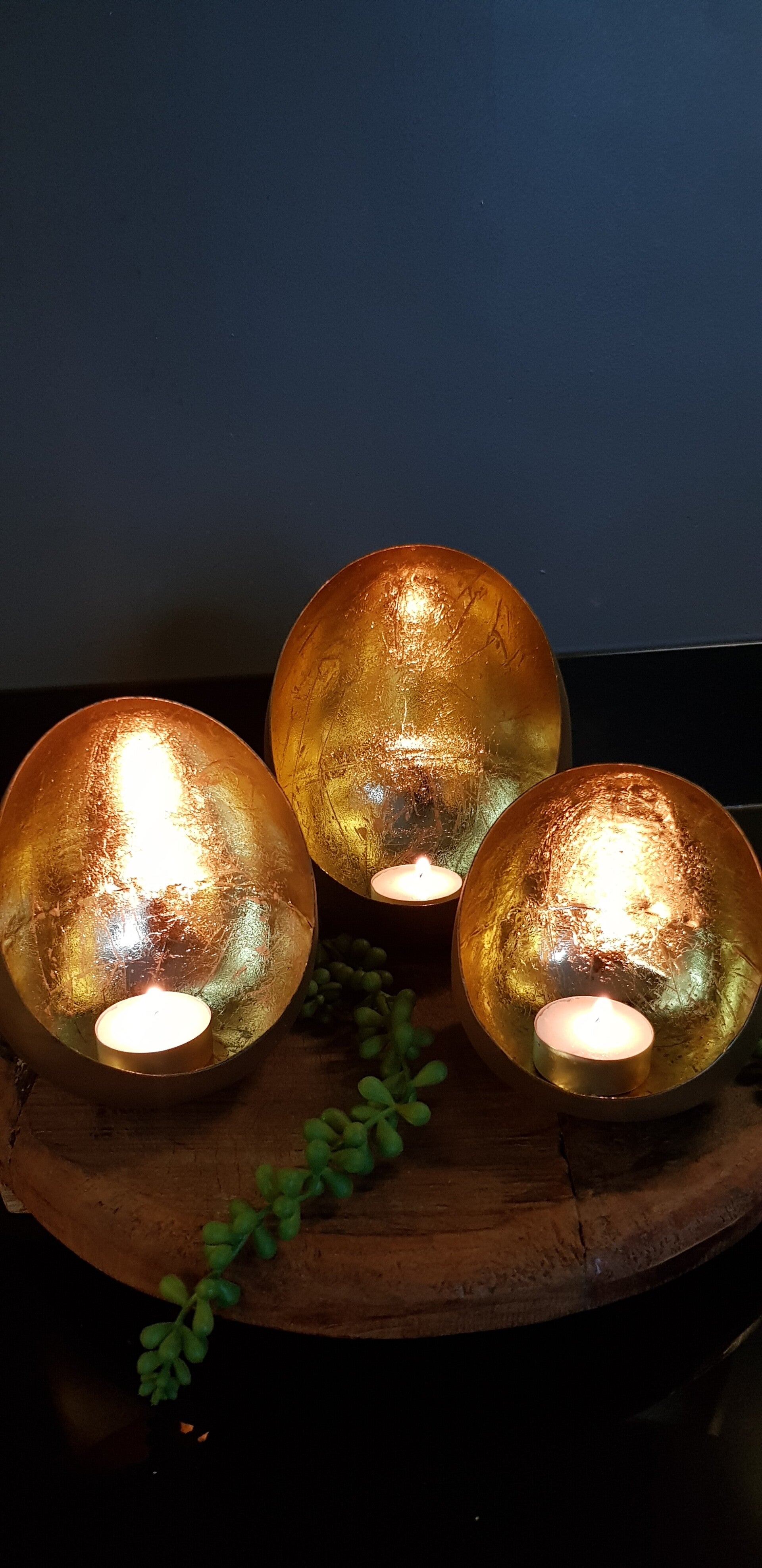 Marrakesh Drop Gold/Champagne 3 delig (Egg Candle)