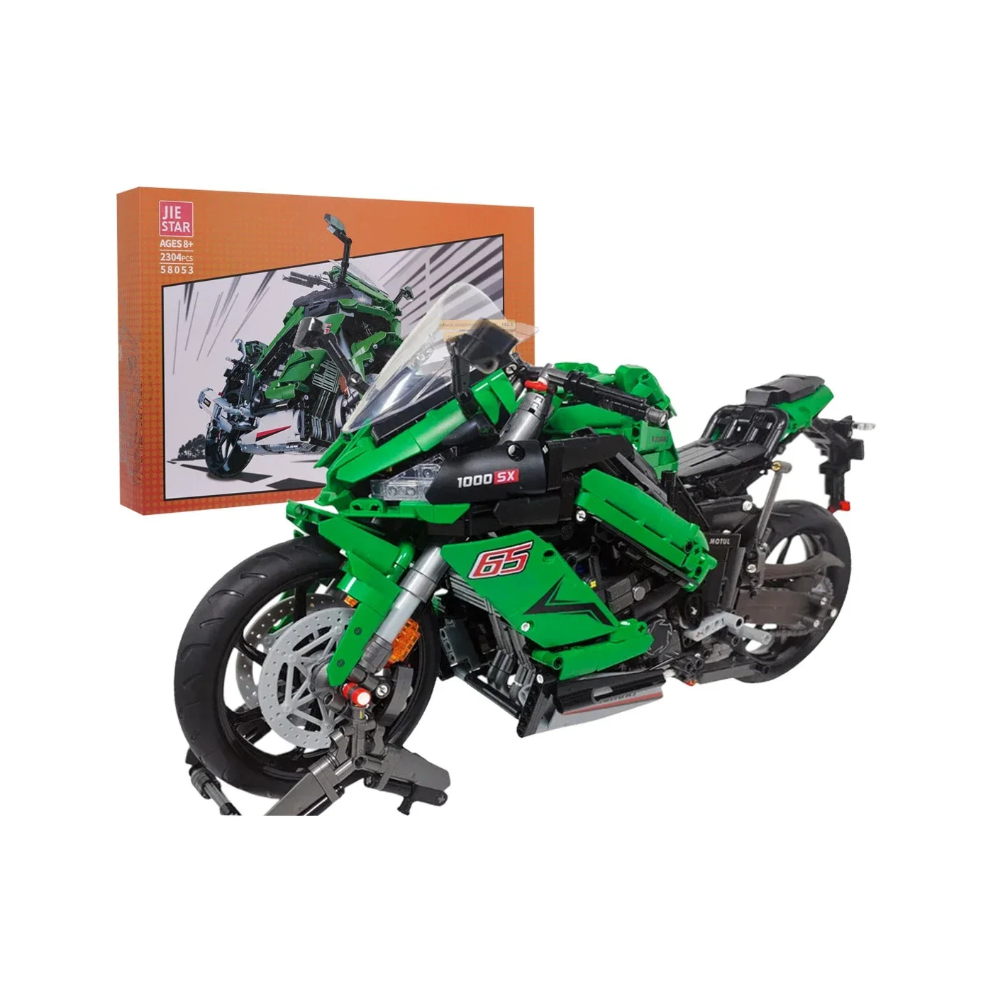 Zestaw Klocków technicznych Motocykl Sportowy Zielony 2304el